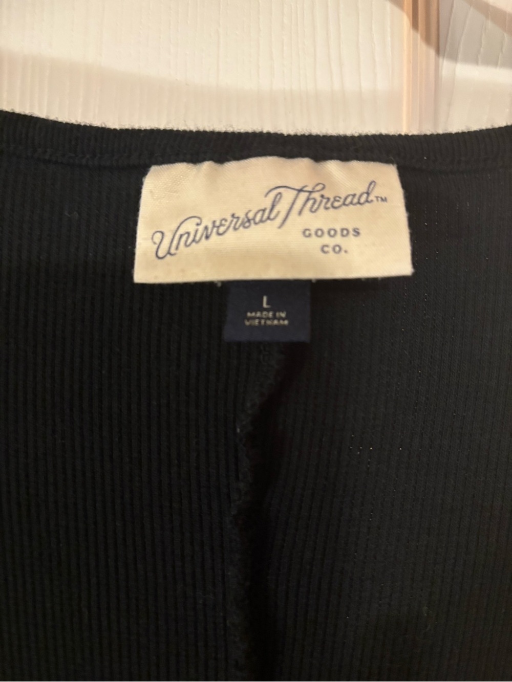 Universal Thread Black Rib Knit Button Front Midi Dress L - Picture 4 of 4